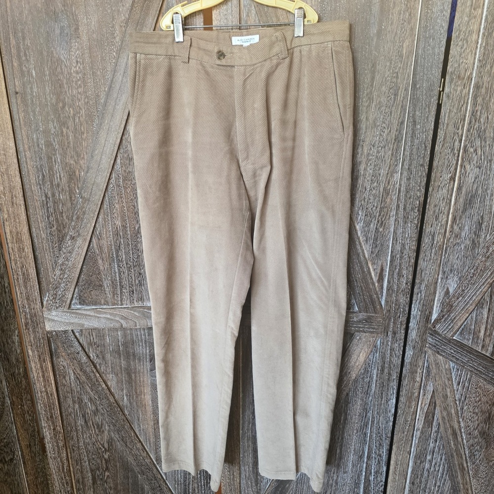 Alex Cannon Pants Men's Size 34/32 Beige Corduroy Straight Leg Casual Dress